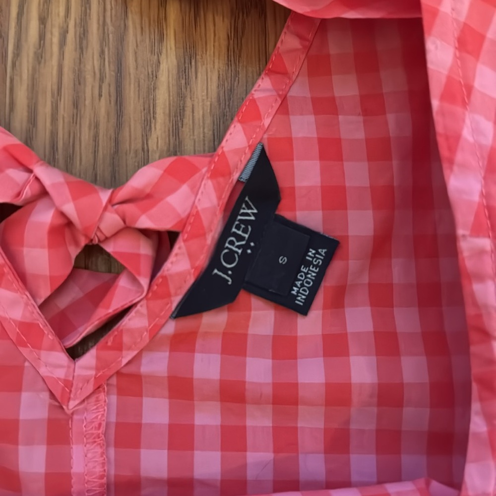 J. Crew Factory Pink Gingham Peplum Tank - Picture 4 of 4
